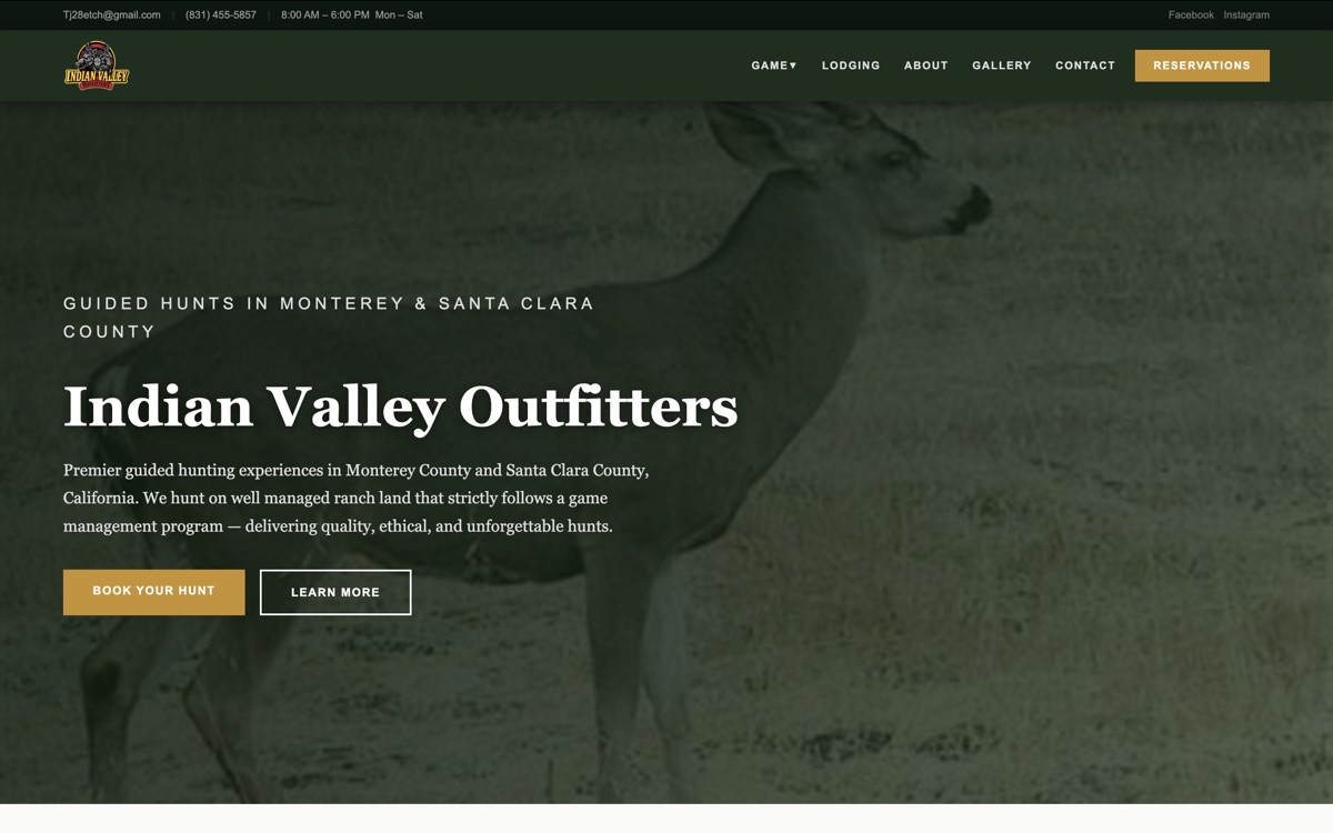 Indian Valley Outfitters guided hunting website